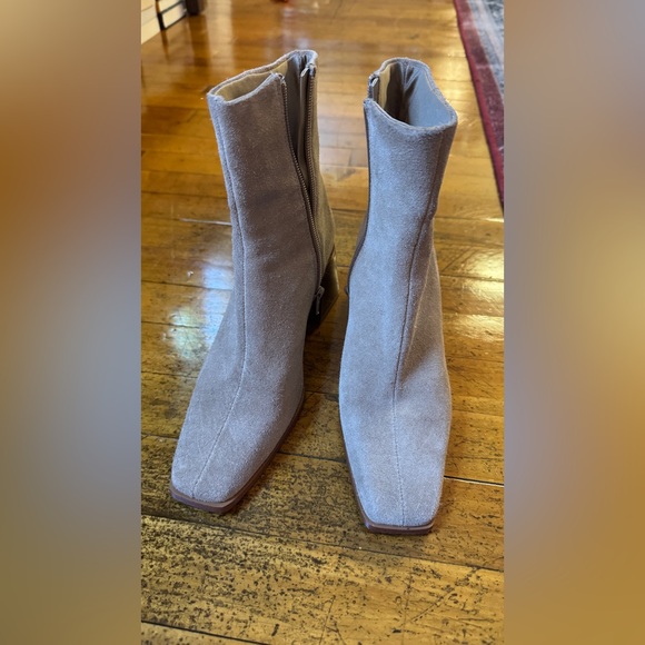 Mango beige taupe suede block heel ankle boots - Picture 1 of 5